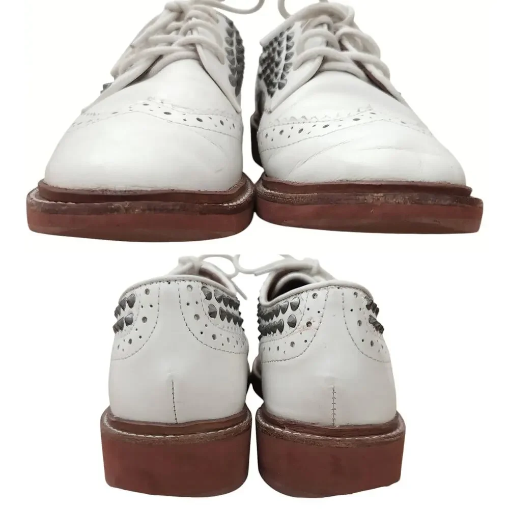 POUR LA VICTOIRE Mayah lace up oxfords wingtips white leather brogues shoes 7.5